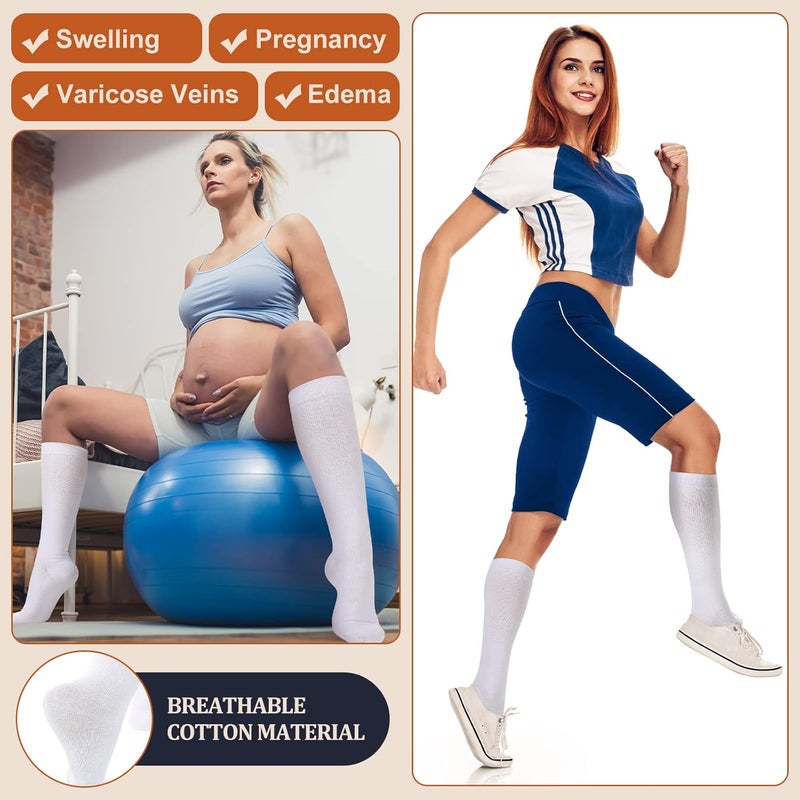 Tisancy 4 Pairs Cotton Compression Socks for Women Men 20-30mmhg Is Best Support Stocking for Running Hiking Cycling - Image 4